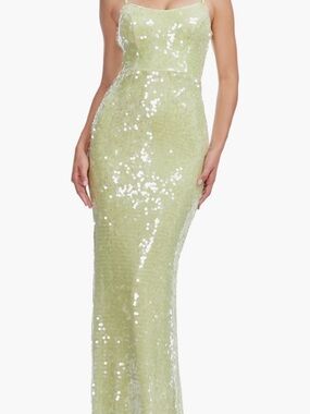 Dress the Population Lime Sequin Bodycon Maxi Dress